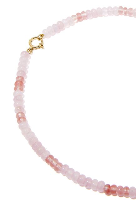 Opal Beaded Necklace, 18k Yellow Gold & Pink Opals